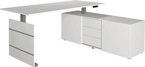 Thumbnail - Kerkmann Move 3 elektrisch höhenverstellbarer Schreibtisch weiß rechteckig, Wangen-Gestell silber 180,0 x 80,0 cm