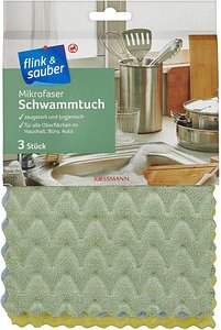 flink & sauber Schwammtücher 60 °C waschbar, 3 St.