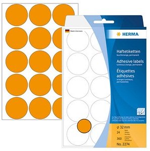 HERMA Klebepunkte 2274 leuchtorange Ø 32,0 mm, 360 St.