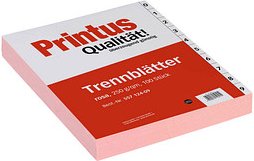 Printus Trennblätter DIN A4 0-9 rosa, 250 g/qm, 100 St.