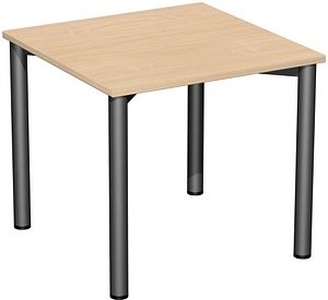Thumbnail - geramöbel Flex Schreibtisch buche, anthrazit quadratisch, 4-Fuß-Gestell grau 80,0 x 80,0 cm