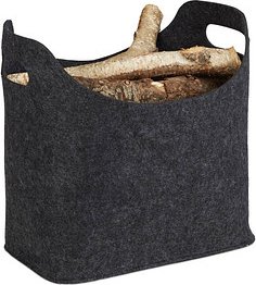 relaxdays Kaminholztasche 20,0 l anthrazit 40,0 x 23,0 x 39,5 cm