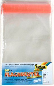 folia Druckverschlussbeutel Flachbeutel 38 my 12,5 x 16,2 cm, 100 St.