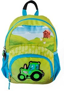 DONAU Kindergartenrucksack Traktor Kunstfaser blau/grün