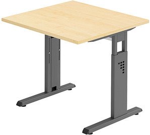 Thumbnail - HAMMERBACHER OS 08 höhenverstellbarer Schreibtisch ahorn quadratisch, C-Fuß-Gestell grau 80,0 x 80,0 cm