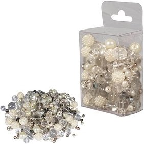 Rayher Perlen-Set Glasperlenmix mit Effektperlen weiß