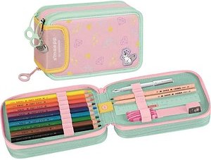 BRUNNEN Federmäppchen befüllt s'maepp Sweet Unicorn pastell-rosa/grün 33-teilig, 20,0 x 7,5 cm