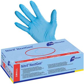 Thumbnail - Meditrade® unisex Einmalhandschuhe Nitril® NextGen® blau Größe S, 100 St.