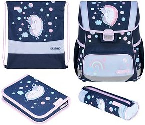 Thumbnail - herlitz Schulranzen-Set Loop Plus Unicorn Dreams Kunstfaser grün