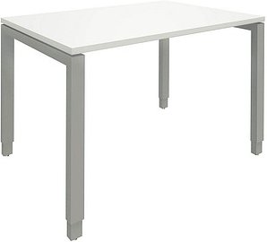 fm Sidney höhenverstellbarer Schreibtisch weiß rechteckig, 4-Fuß-Gestell Quadratrohr silber 120,0 x 80,0 cm