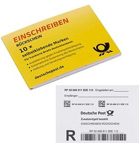 Deutsche Post 4,85 € Einschreibenmarken "Rückschein" 1852 selbstklebend, 10 St.