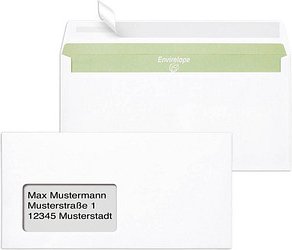 Thumbnail - MAILmedia Briefumschläge Envirelope® DIN lang mit Fenster recycling-weiß haftklebend 1.000 St.