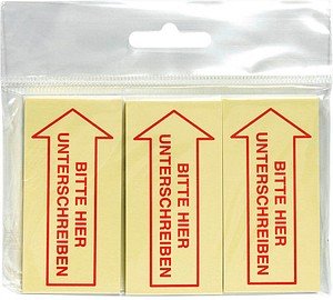 inFO Haftmarker gelb "BITTE HIER UNTERSCHREIBEN" 3x 50 Streifen