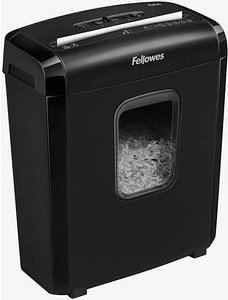 Fellowes Powershred 6M Aktenvernichter mit Partikelschnitt P-4, 4 x 12 mm, bis 6 Blatt, schwarz
