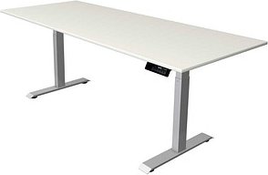 Kerkmann Move 1 stable elektrisch höhenverstellbarer Schreibtisch weiß rechteckig, T-Fuß-Gestell silber 200,0 x 80,0 cm