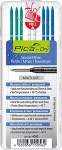 Pica Dry Wasserstrahl 4040 Ersatzminen für Tieflochmarker-Bleistift farbsortiert 2,8 mm, 8 St.
