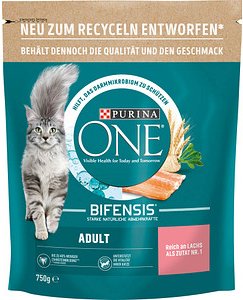 PURINA ONE® Katzen-Trockenfutter BIFENSIS® Lachs und Vollkorn Getreide 750,0 g