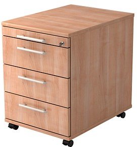 HAMMERBACHER Orbis Rollcontainer nussbaum 4 Auszüge 42,8 x 58,0 x 59,0 cm