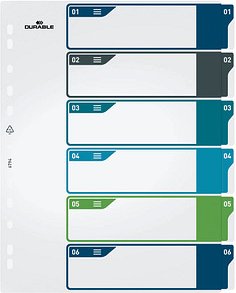 Thumbnail - DURABLE Ordnerregister DIN A4 Überbreite 1-6 farbig 6-teilig, 1 Satz