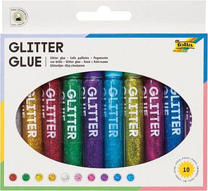 folia Glitter Glue Klebestifte 10 x 9,5 ml, 10 St.