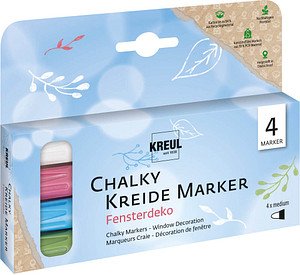 KREUL Fensterdeko Kreidemarker farbsortiert 2,0 - 3,0 mm, 4 St.