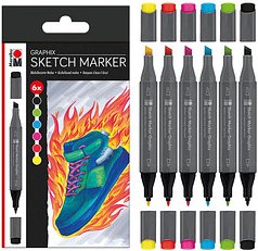 Thumbnail - Marabu Graphix Sketch Filzstifte farbsortiert, 6 St.