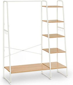 VASAGLE Kleiderständer weiß Holz 3 Haken 120,0 x 160,0 cm