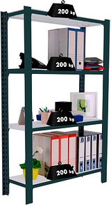 Thumbnail - Simonrack Schwerlastregal OFFICCLICK 4 8425437103414 anthrazit, weiß 90,0 x 30,0 x 150,0 cm