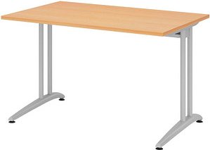 HAMMERBACHER BS12 Schreibtisch buche rechteckig, C-Fuß-Gestell silber 120,0 x 80,0 cm