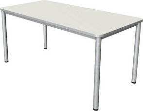 Thumbnail - Kerkmann Prime Schreibtisch weiß rechteckig, 4-Fuß-Gestell silber 160,0 x 80,0 cm