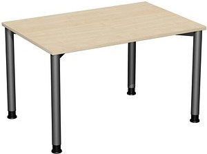 geramöbel Flex höhenverstellbarer Schreibtisch ahorn, anthrazit rechteckig, 4-Fuß-Gestell grau 120,0 x 80,0 cm