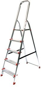 Thumbnail - SZ Metall Stehleiter einseitig silber 5 Stufen, H: 180,0 cm