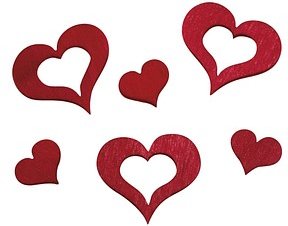 Rayher Holz-Streudeko rot Herzen, 24 St.