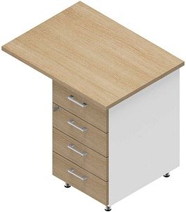 Quadrifoglio Standcontainer weiß, eiche hell 4 Auszüge 80,0 x 60,0 x 75,0 cm