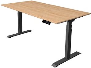 Kerkmann Move 1 stable elektrisch höhenverstellbarer Schreibtisch eiche hell rechteckig, T-Fuß-Gestell grau 160,0 x 80,0...