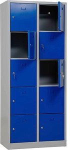 Gürkan Schließfachschrank lichtgrau, enzianblau 106956, 10 Schließfächer 80,0 x 45,0 x 190,0 cm