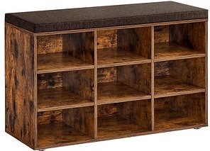 VASAGLE Schuhbank LHS009B01 vintagebraun, dunkelbraun Holz 78,6 cm