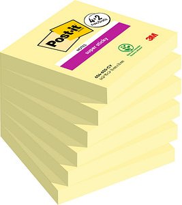 4 + 2 GRATIS: Post-it® Super Sticky Notes Haftnotizen extrastark gelb, 4 Blöcke + GRATIS 2 Blöcke