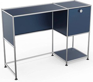 viasit System4 Schreibtisch violettblau rechteckig, Rundrohrgestell silber 116,0 x 41,0 cm