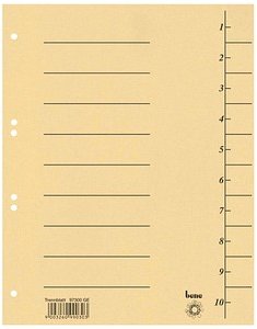 Thumbnail - bene Trennblätter DIN A4 1-10 gelb, 250 g/qm, 100 St.