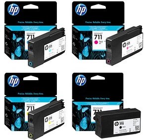 Thumbnail - HP 711 (CZ129A/CZ130A/CZ131A/CZ132A) schwarz, cyan, magenta, gelb Druckerpatronen, 4er-Set