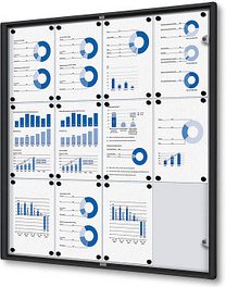Thumbnail - Showdown® Displays Schaukasten Economy schwarz 12x DIN A4 93,1 x 2,6 x 96,3 cm, 1 St.