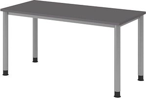 Thumbnail - HAMMERBACHER HS614 Schreibtisch grafit rechteckig, 4-Fuß-Gestell silber 140,0 x 67,2 cm
