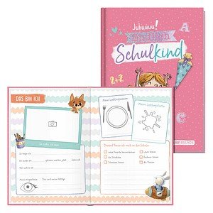Häfft® Verlag Freundebuch Endlich Schulkind DIN A5 liniert, rosa Hardcover 48 Seiten