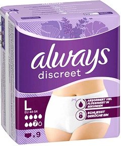 always Inkontinenzhosen discreet L, 9 St.