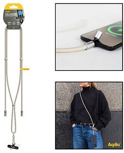 Aqiila® LANYARD Handykette Ladekabel sand, Kabellänge: 0,3 - 1,5 m, 60 Watt