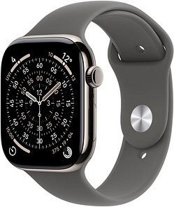Apple Watch Series 11 46 mm Titan (GPS+Cellular) Sportarmband M/L steingrau, natur