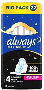 always Binden Maxi Night mit Flügeln, 22 St.