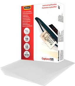 Thumbnail - 100 Fellowes Capture125 Laminierfolien glänzend für Kleinformat 125 micron