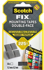 Thumbnail - Scotch FIX™ REMOVABLE SQUARES doppelseitige Klebepads für max. 225,0 g 12,7 x 12,7 mm, 64 St.